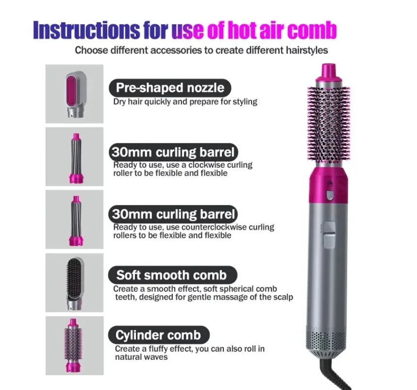 Hot Air Brush 5 in 1 Hair Dryer Brush